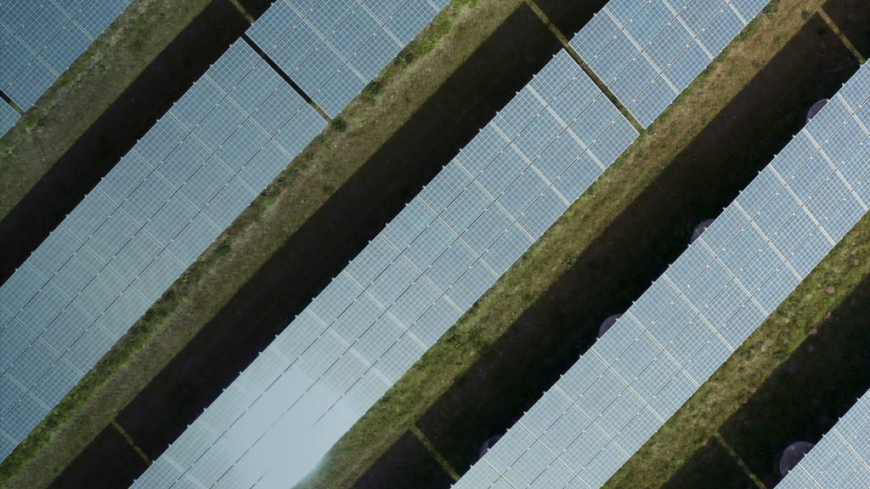 Lots of solar panels in rows