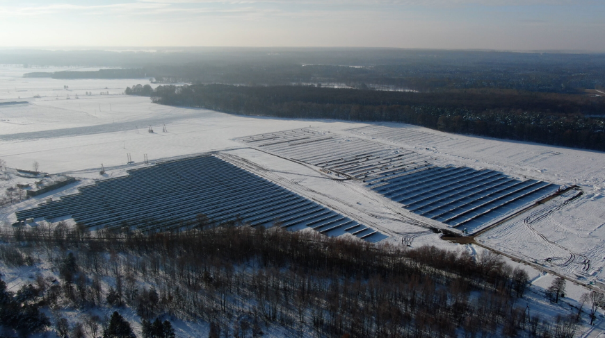 Solar panels in the snow