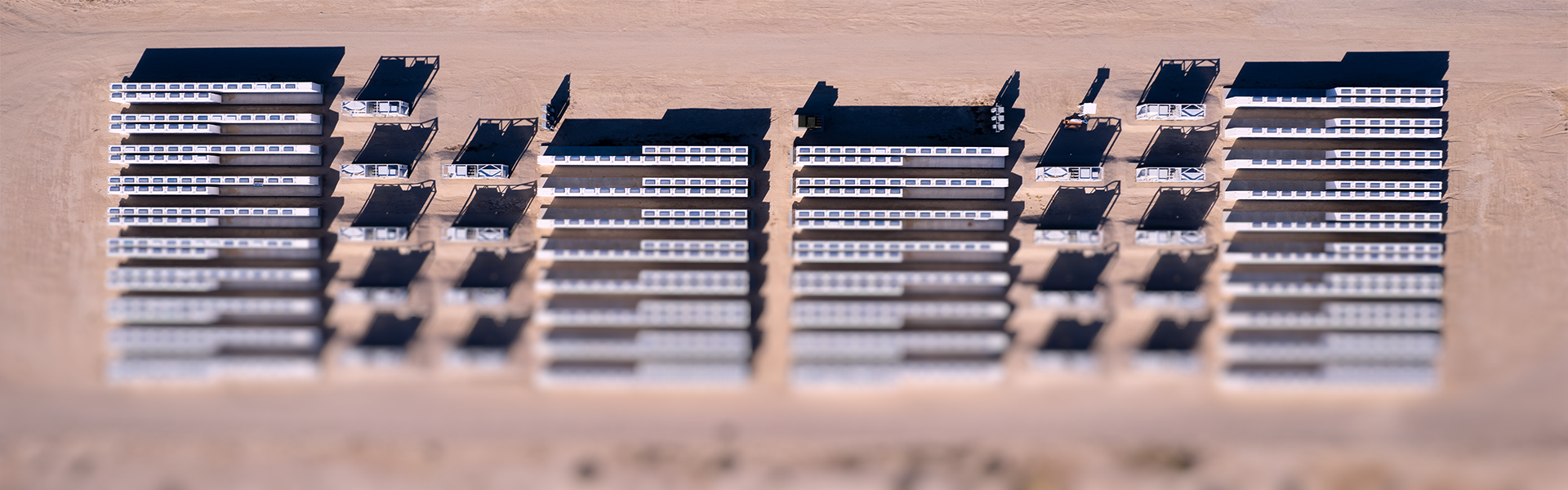 battery storage farm in a desert landscape